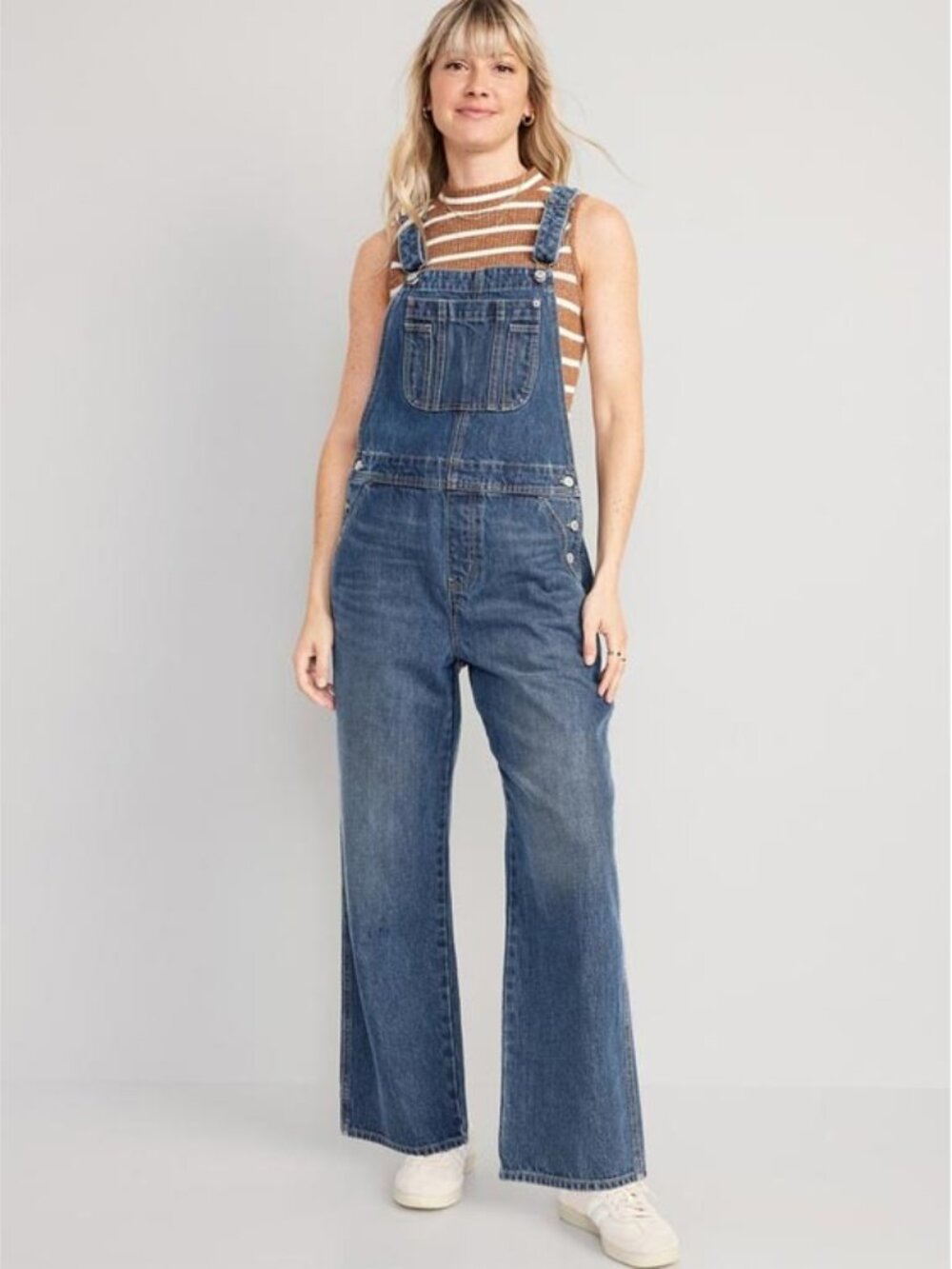 Old Navy Wide Leg Baggy Jean Dark Denim Overalls - Women's Size 6 Tall